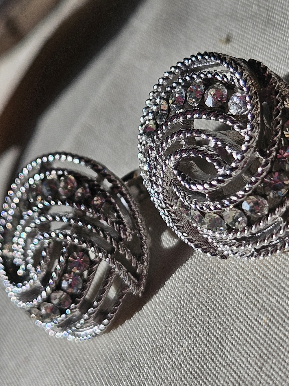 Trifiri Silver-Tone Rhinestone Swirl Clip-On Earrings